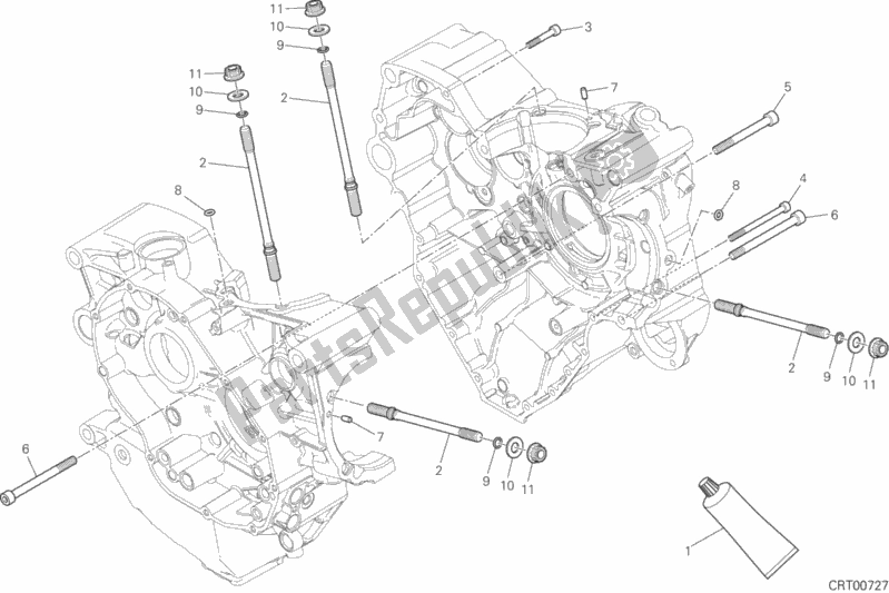 All parts for the 10a - Half-crankcases Pair of the Ducati Diavel Xdiavel USA 1260 2016
